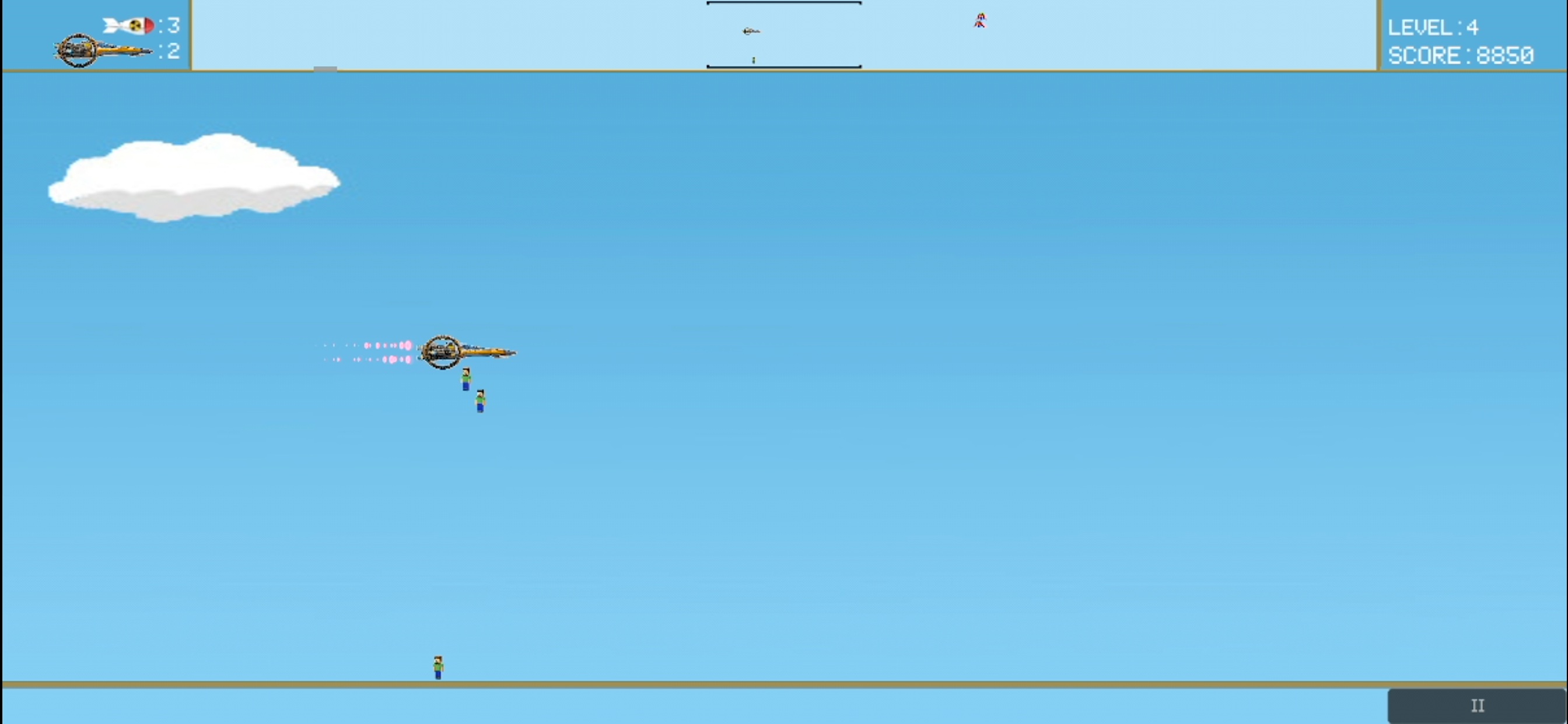 Human Defender, action arcade avec tirs et trajectoires ennemies